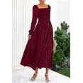 thumbnail image 7 of PRETTYGARDEN Women's Fall Floral Midi Dress Long Sleeve Smocked A Line Long Flowy Elegant Wedding Guest Dresses, 7 of 7