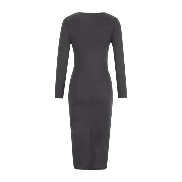 knit cocktail dresses CUPSHE Women Fall Ruffle Hem Ruched Crew Neck Long Sleeve Bodycon Mini Dress Black, XS : Clothing, Shoes & Jewelry making this statement piece US SIZE:Custom Size Club L London Cowl metafield_color_Blue