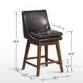 thumbnail image 3 of Soges Swivel Bar Stool with Cushion Set of 2, PU Leather Counter Height Bar Chair with Rubber Wood Legs, Brown, 3 of 10