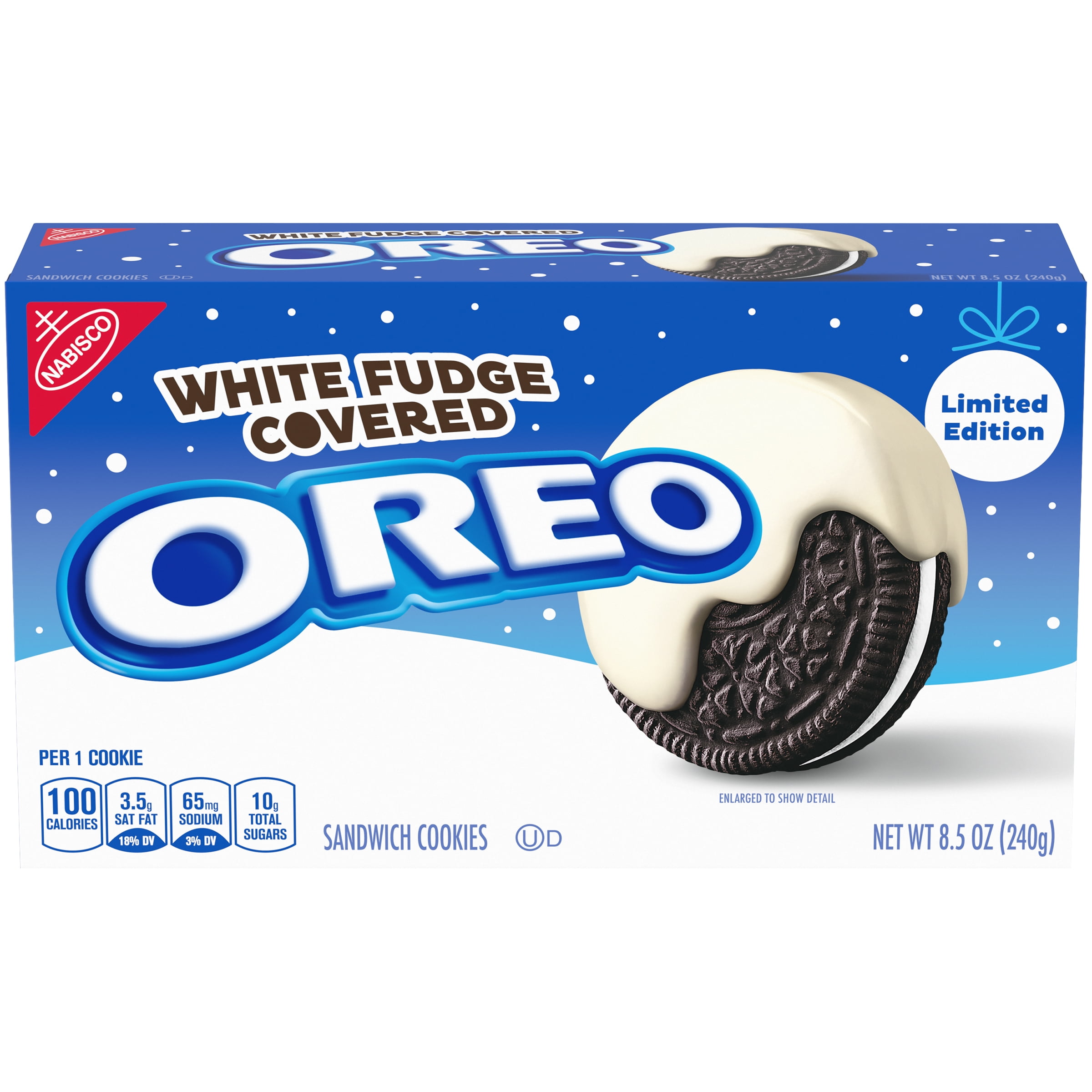 Nabisco Oreo Pure White Fudge Covered Sandwich Cookies, 8.5 Oz
