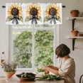 thumbnail image 5 of Sunflower Bow Window Valance Curtain White Background Rod Pocket Short Curtain for Living Room, Bedroom & Kitchen Window Decor 42x18in, 5 of 8