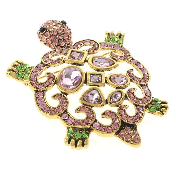 Large Turtle Rhinestone Brooch