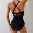 thumbnail image 6 of Tummy Control Swimsuits for Women Slimming One Piece Bathing Suit Retro Ruched Push Up Vintage Padded Swimwear Black S, 6 of 6