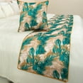 thumbnail image 4 of King / Queen / Twin Green Decorative King 90"x18" Bed Runner WITH Pillow Cover, Plam Leaves & Quilted Bed Scarf on Satin fabric - Palms, 4 of 5