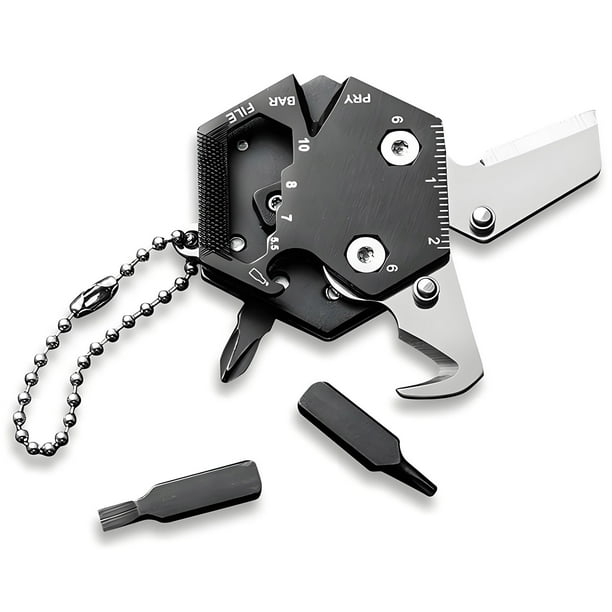 Mini Llavero Multifuncional con Destornillador y Herramientas de Reparación para Exteriores.