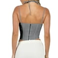 thumbnail image 4 of TRKIYQC Tops sin mangas para mujer, color sólido transparente con encaje en el pecho, fiesta informal, primavera y verano TRKIYQC moda, 4 of 9