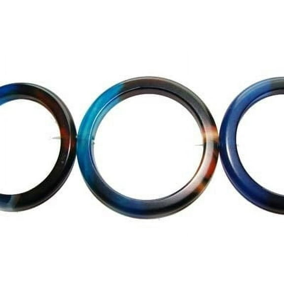 50mm 7 Beads Blue And Brown Agate Circle Beads Genuine Gemstone Natural Jewelry Making