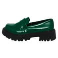 thumbnail image 4 of Rokment Women's Vintage Patent-Leather Oxfords Penny Loafers Walking Shoes 2026 Spring Fall Trendy Casual Platform Chunky Lug Sole Mid Heels Slip on Dress Shoes Green Size 9.5, 4 of 5