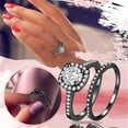 thumbnail image 3 of love heart shaped ring set for her and him silver couple rings stacking women anniversary/wedding/promise jewelry Women Ring Rhinestone Men Jewelry Rings Alloy Gift Finger Couples #01 Black,6, 3 of 7