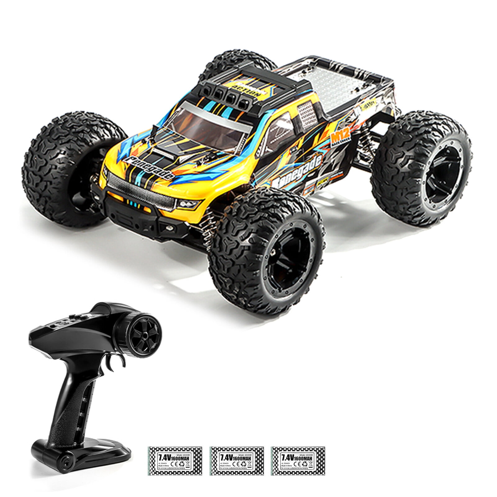 1:10 Scale Remote Control Car, 45km/h High-Speed 4WD Electric Racing Car for Kids & Adults, 2.4GHz Remote Control Off-Road Vehicle with LED Headlights, Brushless Motor, Three Rechargeable Batteries
