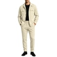 thumbnail image 2 of Kalauyu Two Piece Outfit Sets for Men Long Sleeve Button Down Shacket Jacket and Drawstring Jogger Pants Matching Set Casual Walking Suit, 2 of 7