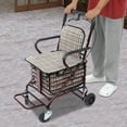 thumbnail image 5 of Wine Red Oxford Folding Shopping Cart Cart With Seat Handbrake Elderly Walking Shopping Cart With Storage Basket, 5 of 10