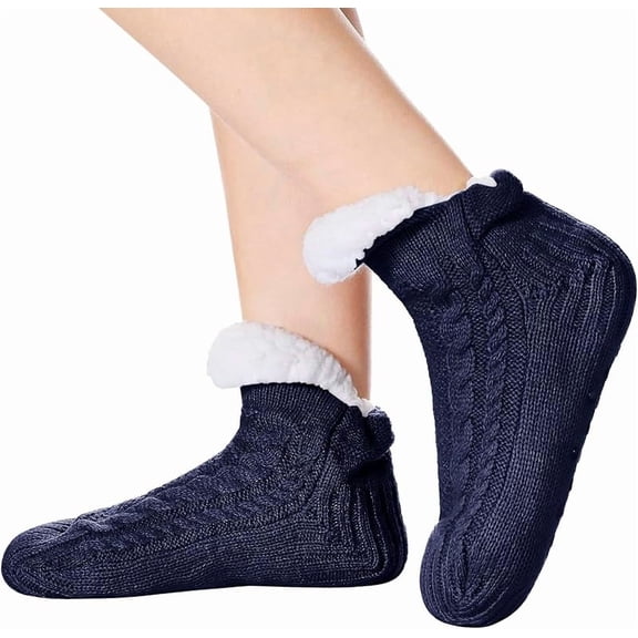 1Pair Winter Warmth Shoes Electric Heated Fleece Socks Slippers Featuring USB Heating Pad Knit Socks Foot Warmer Non-Slip Warmth Home Indoor Slippers Foot Warmth Shoes Unisex【 Blue-Black 】