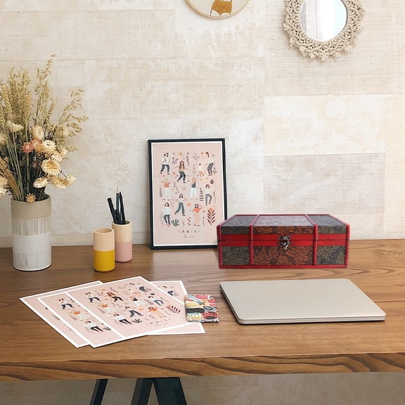 Amosfun Large Brown Wood Storage Box for Organizing Documents, Sundries, and Home Decor, Perfect for Spacious Storage
