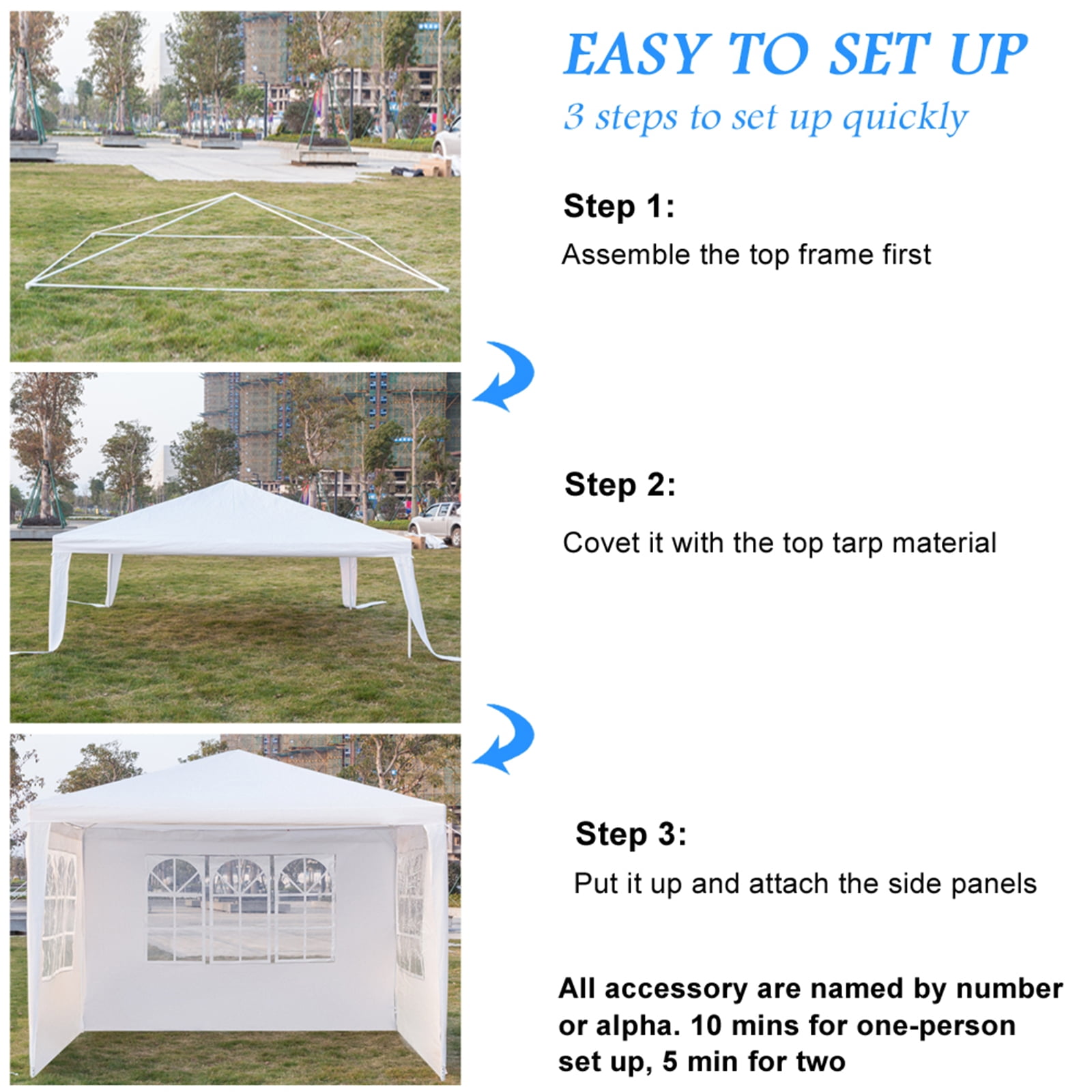 Kepooman 3 x 3m Portable Home Use Waterproof Canopy, Outdoor Sides Party Tent with Spiral Tubes for Party/ Exhibition/ Picnic, White, Three Sides Kepooman 3 x 3m Portable Home Use Waterproof Canopy, Outdoor Sides Party Tent with Spiral Tubes for Party/ Exhibition/ Picnic, White, Three Sides