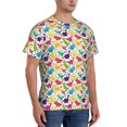 thumbnail image 4 of Yiaed Colorful Dinosaurs Print Mens Short Sleeve Tight Fit T-Shirt, Crewneck Casual Tee-X-Large, 4 of 5