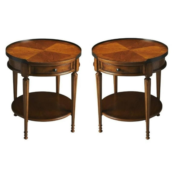 Home Square End Table in Olive Ash Burl - Set of 2