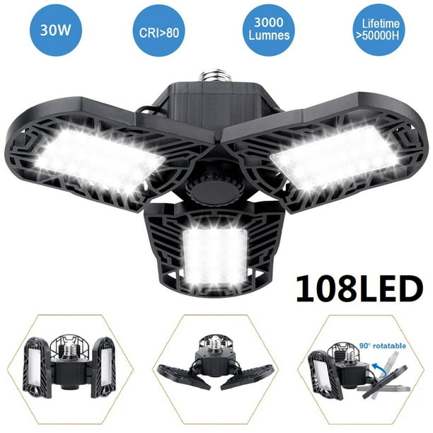 30W 3000 Lumen LED Garage Light Bulb LED Utility Shop Lights for Garage/Basement/Home with 3 Adjustable Panels