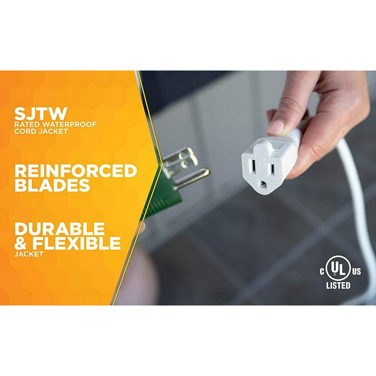 Woods Outdoor Extension Cord with Power Block 8-Foot White