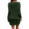 thumbnail image 3 of EGNMCR Cardigans pour Femmes, Chandails pour Femmes Chandail Décontracté pour Femme à Col en V Coloré à Manches Lanterne, Taille Portefeuille, Robe Moulante pour Femme, 3 of 6
