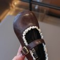 thumbnail image 5 of Viluyesy Girls’ Spring Summer Mary Jane Shoes – Vintage Lace-Up Design with Bowknot Detail, Soft Sole, Low Heel, and Delicate Floral Embellished Trim Brown Size 7, 5 of 10