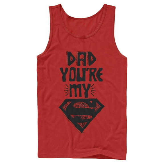 Men's Superman Father's Day Dad My Hero Tank Top Red Large