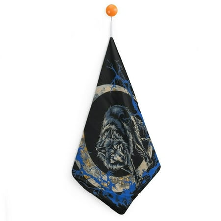 

Autua Wolf Moon Tapestry Quick-Dry Hand Towels with Loop 11.8x11.8in Ultra-Fine Fiber Kitchen and More 2pcs