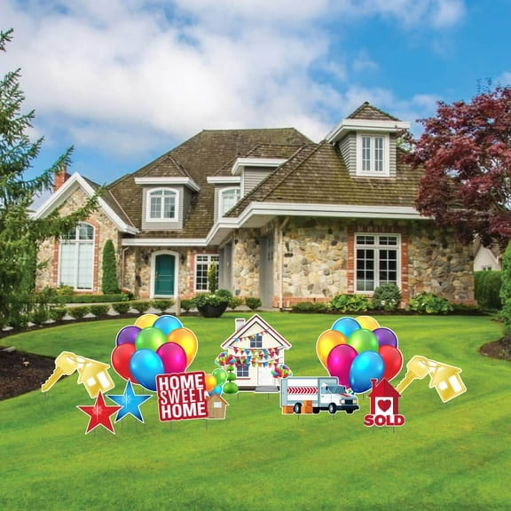 Home Sweet Home Housewarming Yard Card Set, New Home Yard Decorations, 10pcs, 19230