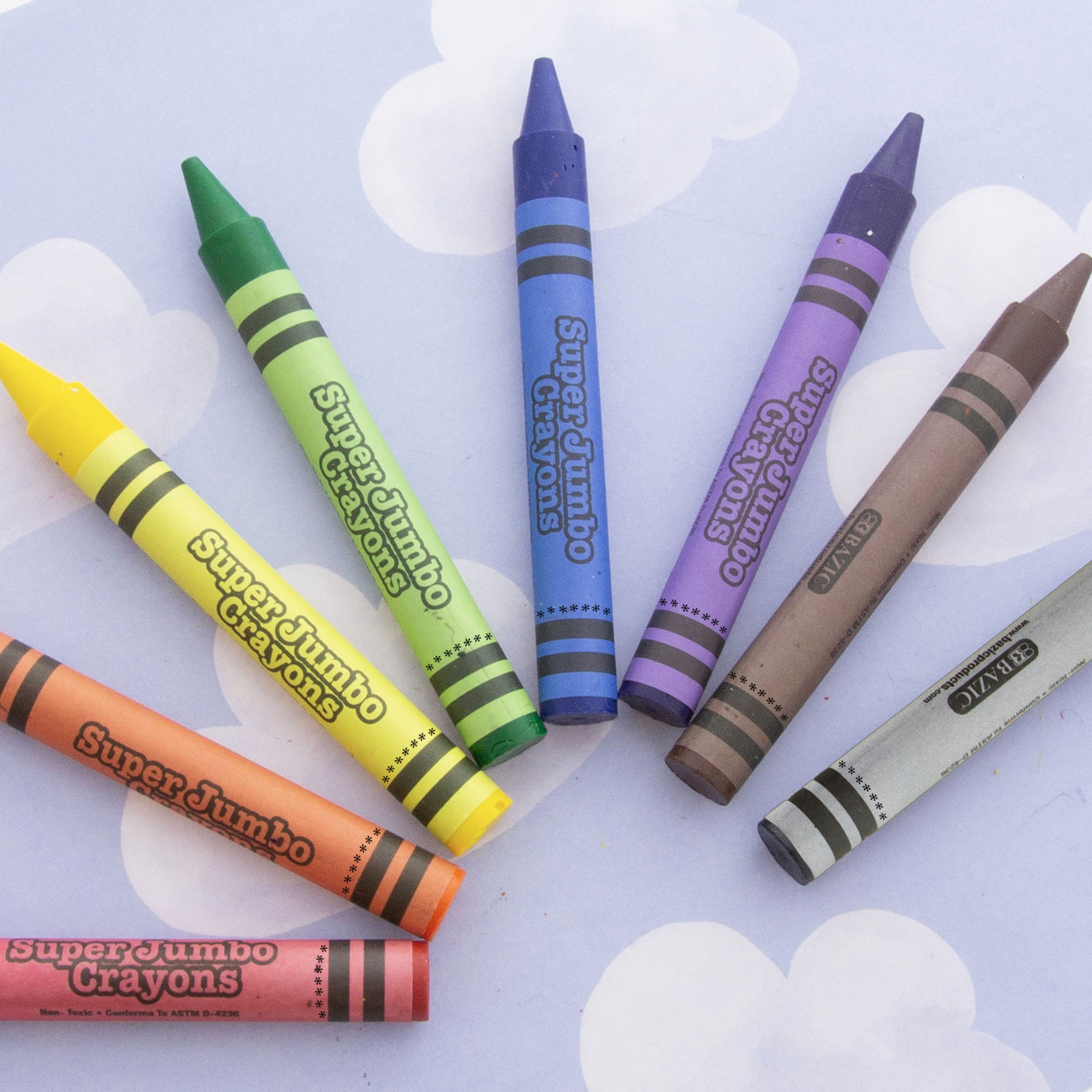 BAZIC Super Jumbo Crayons 8 Color, Non Toxic Crayon (8/Pack), 24-Packs