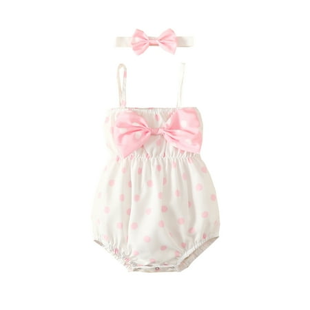 

Toddler Girls Summer Sleeveless Polka Dot Print Romper Bodysuit Headband 2pcs Suit Outfits Outwear Big Blankets for Baby Girl Big Baby Blankets for Girls