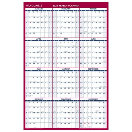 UPC: 0038576794030 | Vertical/Horizontal Wall Calendar  24 x 36  White/Blue/Red Sheets  12-Month (Jan to Dec): 2024