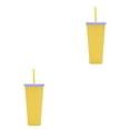 thumbnail image 4 of Injueey Vaso de paja de plástico de doble capa de Color caramelo, botella de agua de leche de café de estilo Simple, vasos esmerilados Type2 NO2, 4 of 6