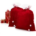 thumbnail image 1 of 2 bolsas navideñas de 70 x 100 cm Terciopelo noble con cordón largo y pompones blancos - Bolsa de regalo para disfraz y decoración de Papá Noel - Saco de Papá Noel para rellenar (rojo), 1 of 5