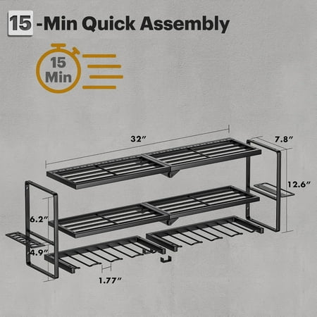 Heavy Duty Wall Mount Power Tool Organizer with 3 Layers and 8 Drill Slots for Garage Storage