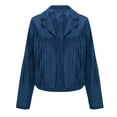thumbnail image 6 of Baqcunre Women's Fashion Solid Color Fringe Suede Leather Jacket Motorcycle Short Jacket Women Clothing Leather Jacket Crop Tops for Women,Womens Winter Coats Dark Blue Xxl, 6 of 9