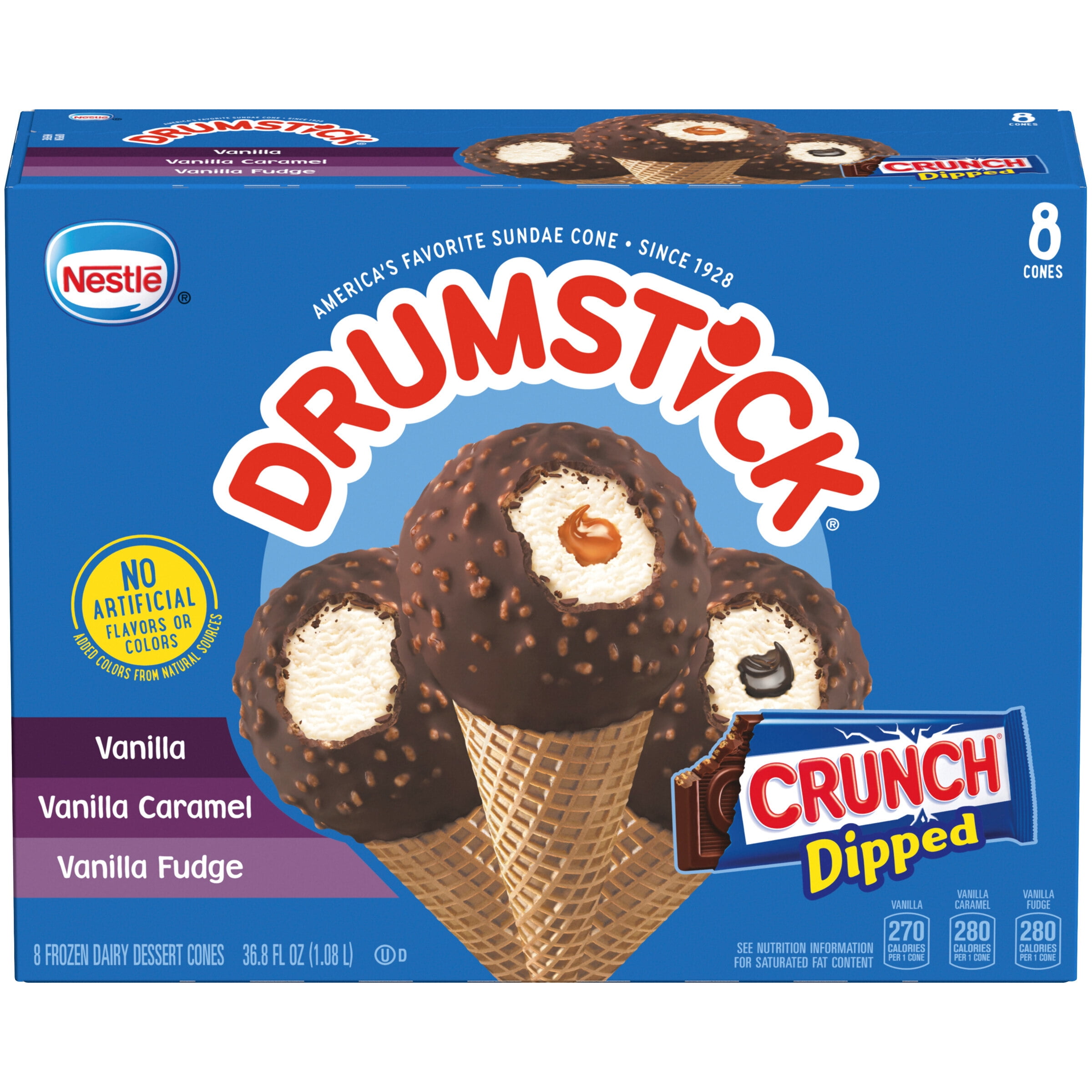 Nestl Drumstick Crunched Dipped Frozen Dairy Dessert Cones 8 Count 