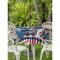thumbnail image 3 of Outdoor Tablecloth with Umbrella Hole for Patio/Picnic/Party/Camping, 4th of July Waterproof Table Cloth Round Cover Washable, USA Flag Gnomes Independence Day Rustic (Dia 60"), 3 of 9