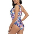 thumbnail image 4 of Sikiie graffiti style Skull flower Print Women One Piece Swimsuits Tummy Control One Shoulder Bathing Suits Ruffle Swimwear, From S to XXL-X-Large, 4 of 6