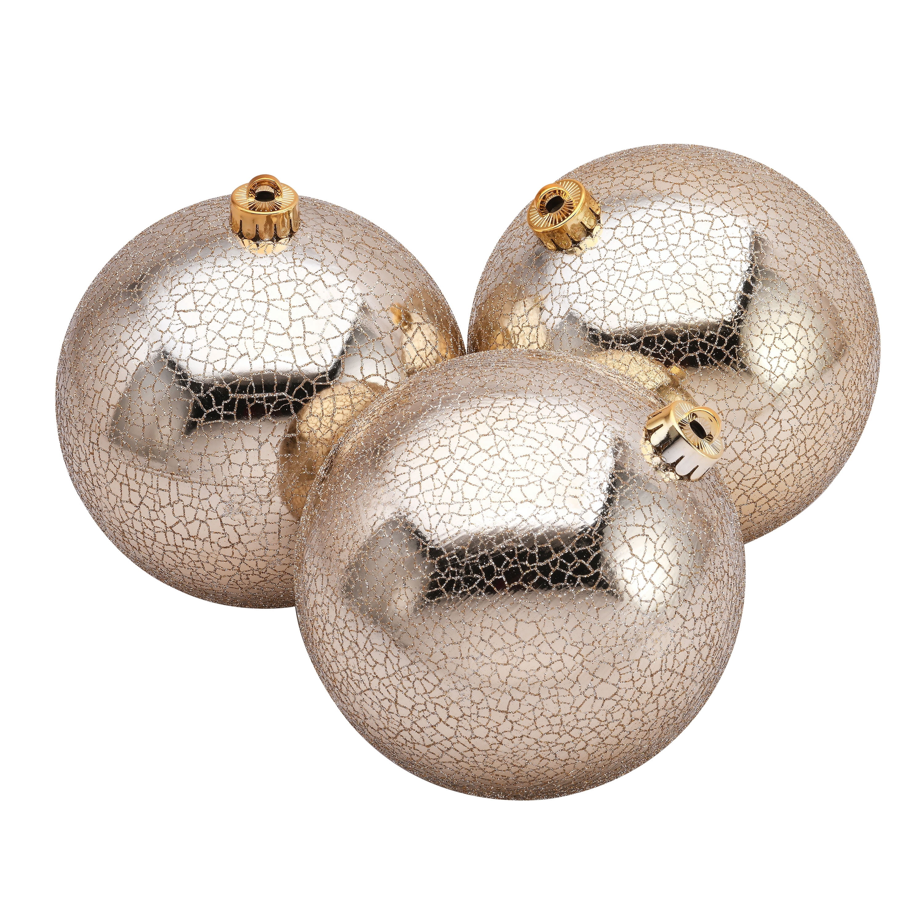 4-Count Champagne Mercury-Style Ball Shatterproof Christmas Ornaments, 6", by Holiday Time