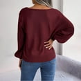 thumbnail image 4 of Duoif Sweaters for Women Trendy Women's Square Neck Solid Color Sleeve Pullover Sweater Fashionable Casual Top Women's Sweaters Red M, 4 of 9
