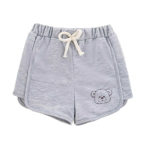 TEDOYE Boys Embroidered Bear Athletic Shorts With Bow Trim Summer Casual Cotton Shorts For Baby Toddler Comfort Wear, 2-3 Years