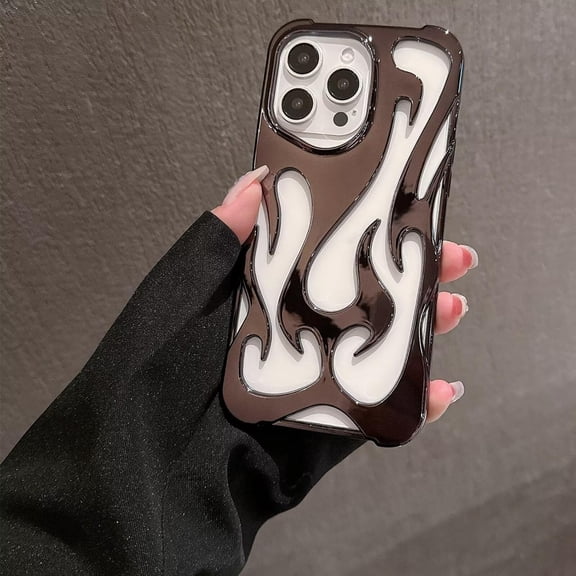 Case For iPhone 12 Pro Max,Electroplate Glossy Flame Shape Hollow Heat Dissipation Unique Luxury Design Protection Shockproof Women Girls Phone Case For iPhone 12 Pro Max,6.7 inch 2020 (DD Black)