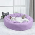 thumbnail image 4 of JoyMoreToys Cozy Soft Round Dog Bed with Pillow for Head Support, Fluffy Donut Dog Bed with Non-Slip Bottom, 17.7x17.7x3.9 Inch, Round Pet Sleep Rest Nest, 4 of 8