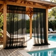 thumbnail image 5 of 6 Pack Outdoor Curtains 78.7 X 90.6 In Black Voile Mesh Privacy Screen With Rod Pocket For Patio Pergola, 5 of 8
