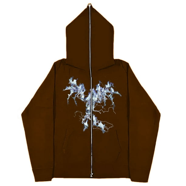 Sudadera informal europea y americana Dark Y2k Skeleton Man, sudaderas con capucha para hombres y mujeres, pareja gótica, sudadera con cremallera de gran tamaño Harajuku