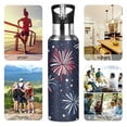thumbnail image 7 of Yayeee 20oz Insulated Water Bottle Double Wall Stainless Steel with Flip Straw Lid, Red and Blue Fireworks Pattern, 7 of 7