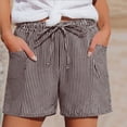 thumbnail image 2 of WAYUTE Shorts for Women Striped Elastic Waist Casual Shorts with Drwastring and Pockets Comfort Everyday for Ladies Versatile Summer Clothes, 2 of 7