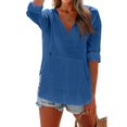 thumbnail image 6 of longantii Womens Hooded Beach Cover Up Long Sleeve V Neck Sweatshirt with Pockets Casual Lightweight Top for Summer Beach Royal Blue XL, 6 of 6