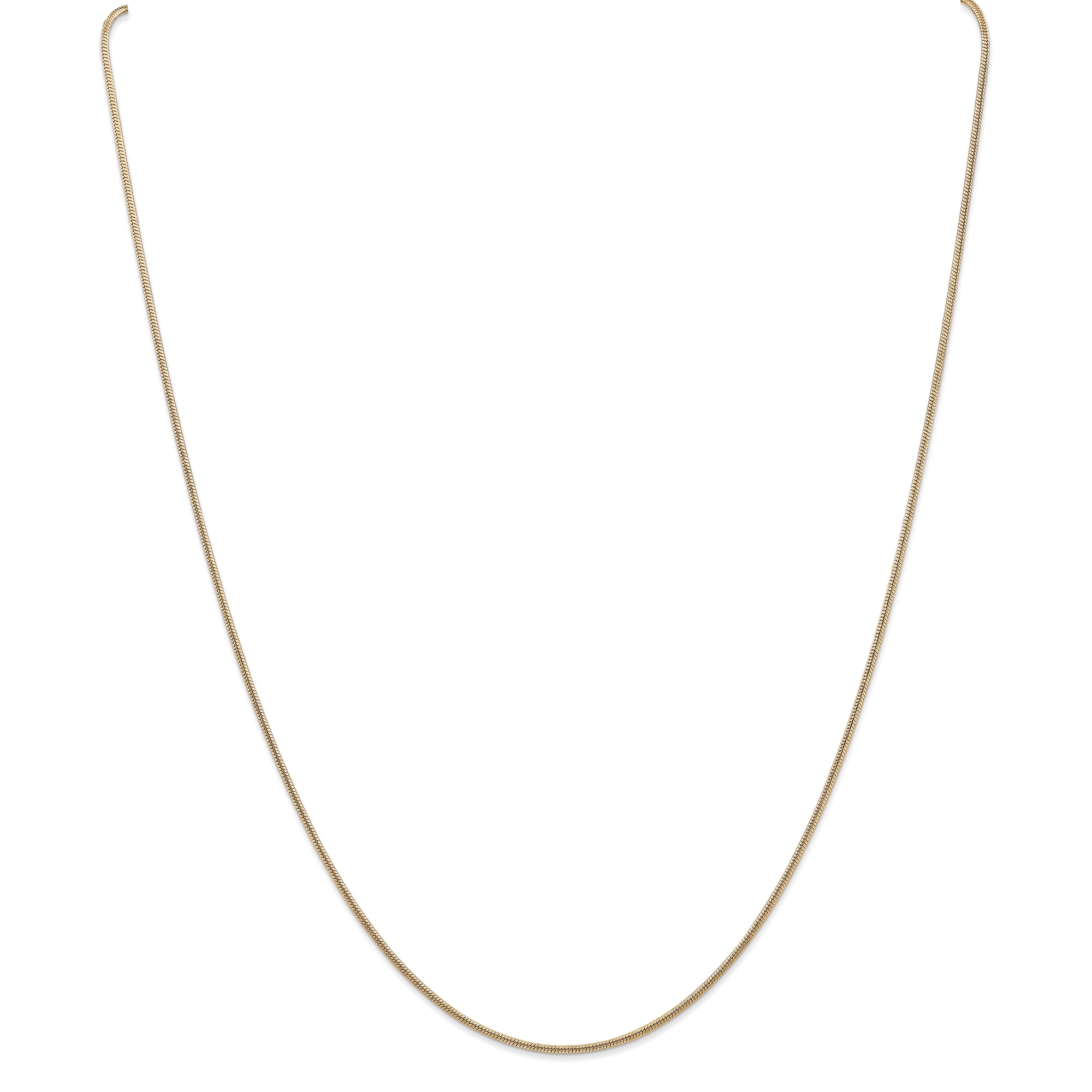 Collier Pendentif Chaîne Serpent Ronde en Or Jaune 14k 24 Pouces 1.4mm