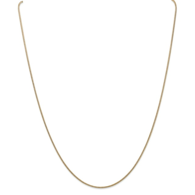 Collier Pendentif Chaîne Serpent Ronde en Or Jaune 14k 16 Pouces 1.4mm Charme